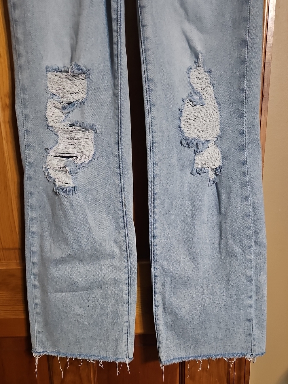 BKE BILLIE Slim Fit High-Rise Wide-Leg Distressed Raw Hem Frayed Denim Jeans - Picture 5 of 13